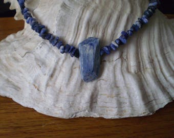 SODALITE Chip Necklace with a KYANITE Focal Component