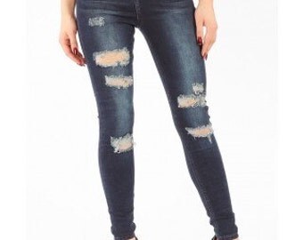 Dark blue ripped Jeans tight fit skinny jeans