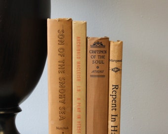 Yellow Vintage Books, Book Set, Antique Books, Vintage Book Collection, Book Décor, Wedding Decor, Home Decor, Centerpiece, Office Décor