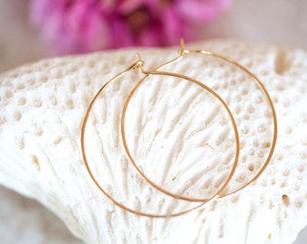 Gold Hoop Earrings, Round Hoop Earrings, 14K Gold Filled Hoop Earrings