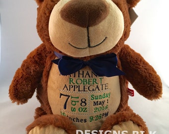 Personalized birth announcement stuffed animal - Personalized stuffed animal - Birth announcement - Personalized gift - Baby shower gift