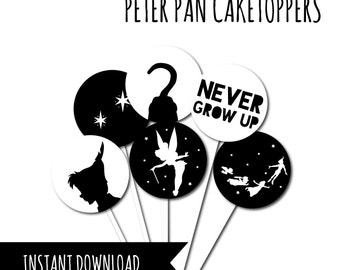 Peter Pan Cake Toppers, Neverland Party, Peter Pan Party, Printable Peter Pan, Fairytale Party, Neverland Cupcake Topper, Peter Pan Cupcakes