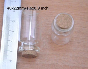 10pcs Small Glass Jars with Cork,Glass Vile,Small Bottle 22x40mm