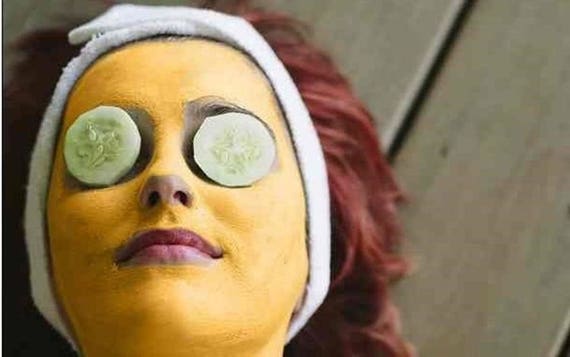 Turmeric face mask - Healing acne face mask with protein - turmeric - ginger and yellow clay