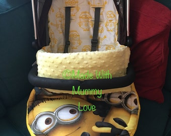 Minion fabric handmade Custom Handmade universal pram stroller buggy footmuff/liner