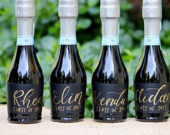 Personalized Mini Champagne Bottle Labels - Calligraphy Labels - Hand Written Labels - Personalized Wedding Favor - Party Favor - Champagne