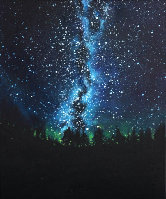 Starry night original acrylic painting on canvas