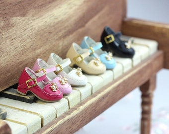 Retro Butterfly Bow Leather Shoes for Blythe / DAL / Pullip / Momoko/AZONE/ Lati_y/Pukifee