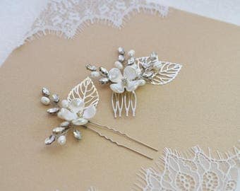 Wedding Hair Pins, Bridal Hair Pins, Wedding Hair Comb, Wedding Hair Vine, Bridal Hair Piece, Silver Hair Pins,Gold Hair Comb,Pearl haircomb