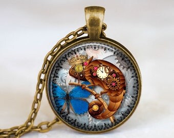 Chameleon - Steampunk Handmade Pendant Necklace