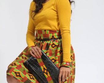 Handmade - Kente skirt set - African print skirt set - African clothing set - Ankara print skirt set - Matching skirt - H Flair