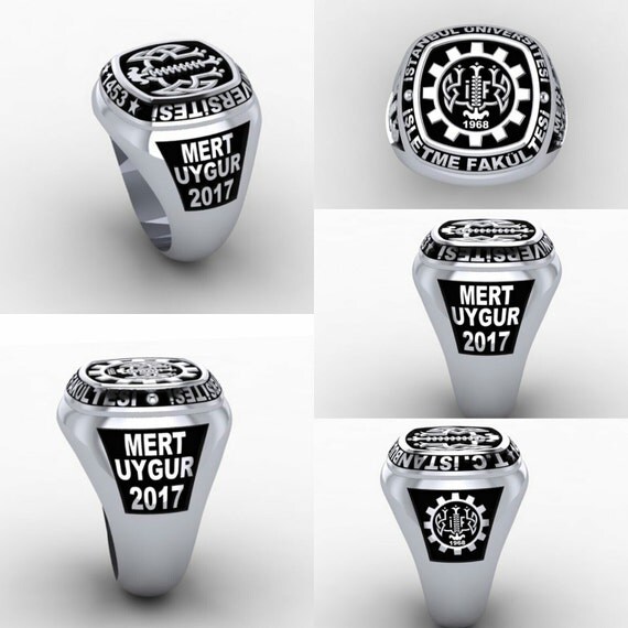 Graduation ring personalized men ring 925 sterling silver