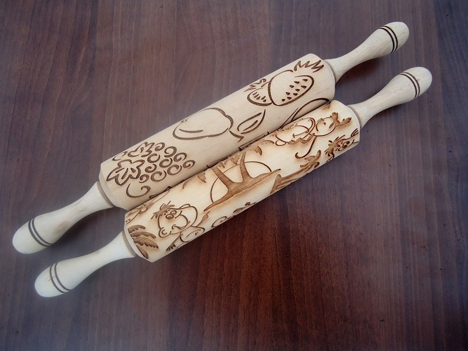 Wooden rolling pin Embossing roller Textured rolling pin