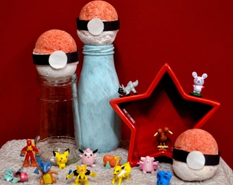 Set of 3! Pokemon Bath Bombs- Surprise Pokemon Figure Inside Each One!