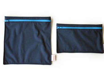 Sacs à sandwich et collation réutilisables Marine - Reusable bags - 1 snack bag 1 sandwich bag - navy