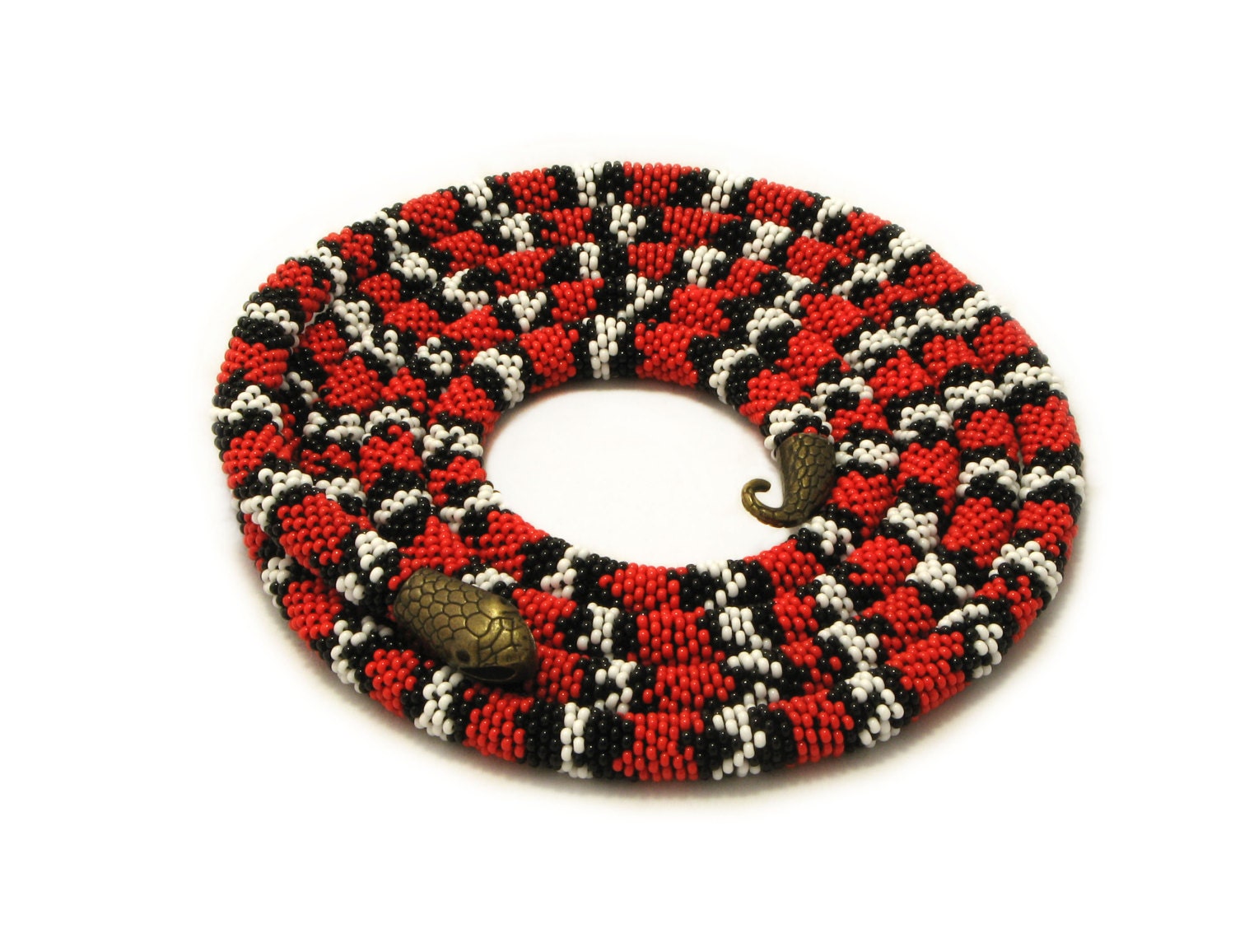 Long beaded crochet rope necklace Snake skin necklace Seed