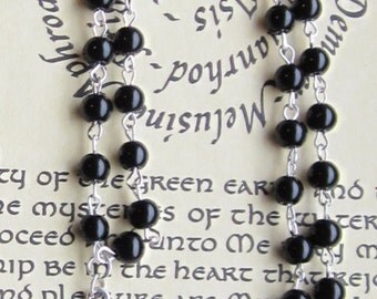 Satanic Rosary, Inverted cross & Pentagram, Black
