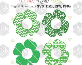 Monogram Shamrock SVG, St Patricks Day svg, INSTANT DOWNLOAD vector files for cutting machines, svg, png, dxf, eps (monograms not included)