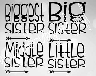 biggest sister, big sister, middle sister, little sister DXF