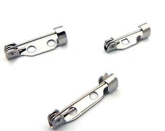 100/500Pcs Stainless Steel Pin Backs 14/20/25/30/32mm Brooch Findings Blanks