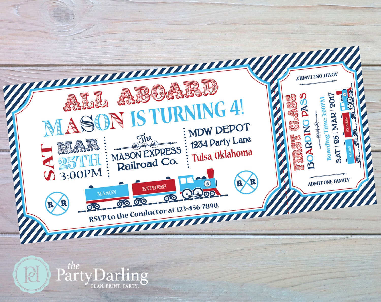 Train Ticket Invitation Train Birthday Invitation Train