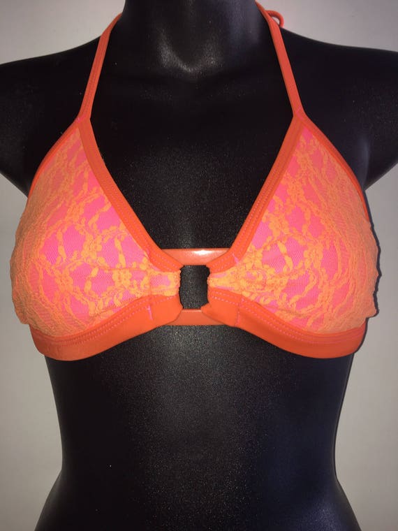 ONEof aKIND *** MissManeater VANDALIZE buckle front fixed thick bind triangle boutique bikini top *** MAX coverage!