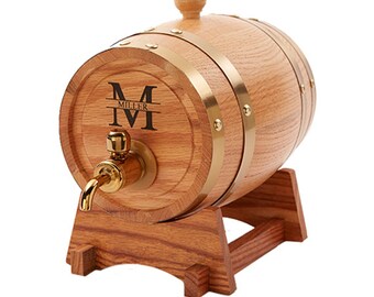 Personalized Whiskey Barrel, Wine Barrel, Beer Keg, Mini Oak Barrel, Husband Gift, Groomsmen Gift, 1.5 L Barrel