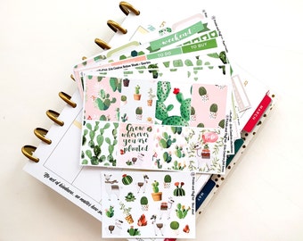 Prickle and Fluff Cactus and Alpaca Weekly Kit for Erin Condren and Happy Planners (with optional deco sheet!)