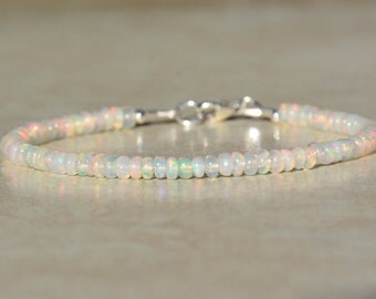 Opal Bracelet, October Birthstone Bracelet, Ethiopian Opal Jewelry, Bead Bracelet, Gemstone Bracelet, Opal Birthstone, Graduation Gift