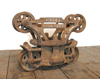 Metal Hay Trolley, Myers Hay Trolley, Myers Unloader, Metal Pulley System, Industrial Decor, Farmhouse Decor, Steampunk Decor, Farming Decor