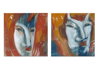 Mrs & Mr Teufel 2 x 15/15 cm (2 x 5.9/5.9 inches) Diptych, portrait