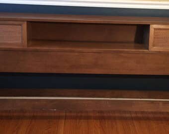 Mid Century Walnut Cane King Size Headboard