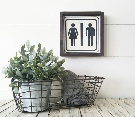 Farmhouse style Rustic Bathroom Framed sign.