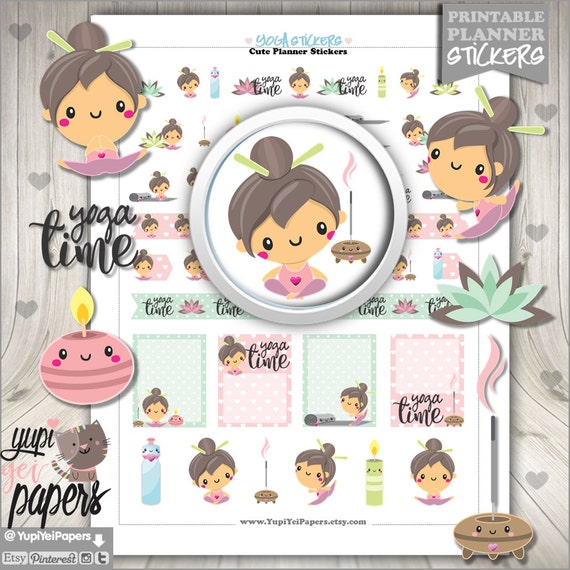 yoga stickers planner stickers kawaii stickers yoga planner