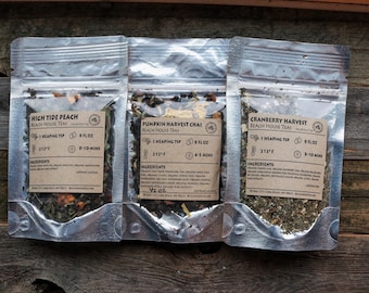 Autumn Harvest loose leaf tea artisan gift set: three flavors, organic, natural hand-blended at the Washington coast