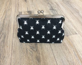 Beetle bag, insect bag, beetle print, beetle gift, alternative bag, alternative wedding, gothic bag, gothic wedding, gothic gift