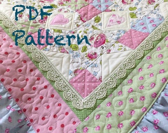 Ruffle Baby Quilt Pattern, Lace Quilt pattern, baby blanket pattern, baby girl quilt pattern, lace baby quilt pattern, pdf quilt pattern
