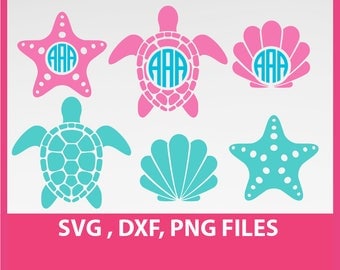 Sea Turtle Svg, starfish svg, sea star svg, sea shells svg, DXF, PNG Formats 0031