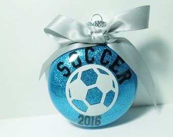 Personalized Soccer Ornament - Glitter Christmas Ornament - Gift for Soccer Player - Soccer Coach Gift - Personalized Ornament