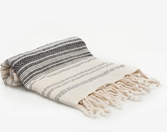 Turkish Towel - Fouta -Pestemal Towel - 100% Cotton - Dark Gray