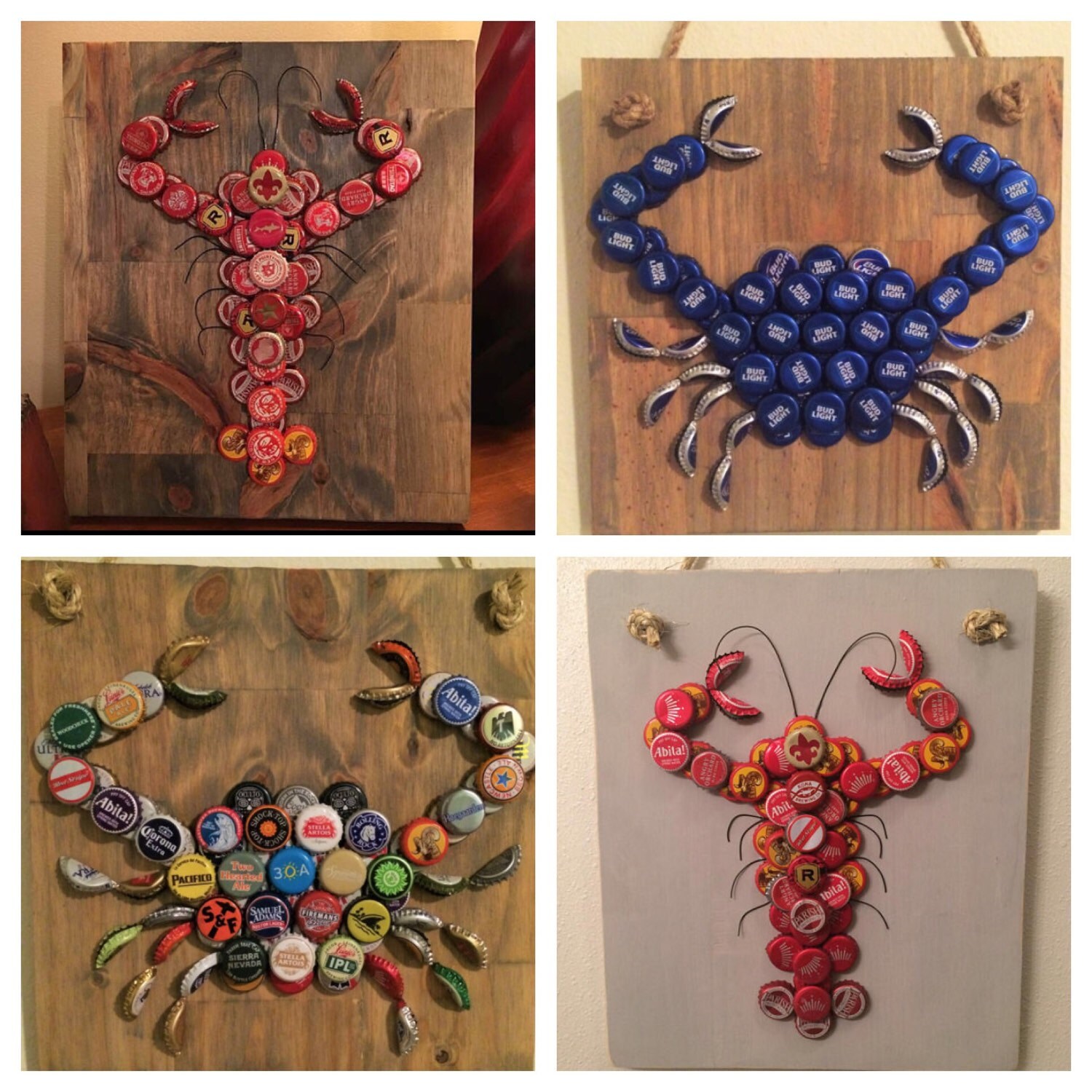Made to Order Bottle Cap Crawfish Wall Hanging // Customizable