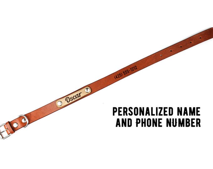 Personalized dog collar - brown leather dog collar - Custom dog collar - custom name dog collar - dog collar with name - stylish dog collar