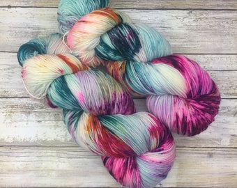 Hand Dyed Yarn | Superwash Merino Wool/Nylon Blend | Fluffy Sock/Fingering Weight | 100 g. | Mermaid Party | 4-ply