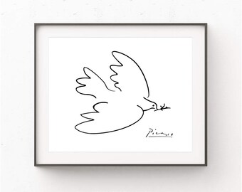 Picasso Peace Dove Print, Picasso Sketches, Picasso Poster, Picasso Dove Print, Picasso Drawing, Picasso Print, Minimalist Print,