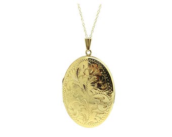 Vintage 1970s Locket | Gold Locket | Rolled Gold Locket | Vintage Locket | Engraved Locket | Large Locket | 1970s Locket | Gold Locket