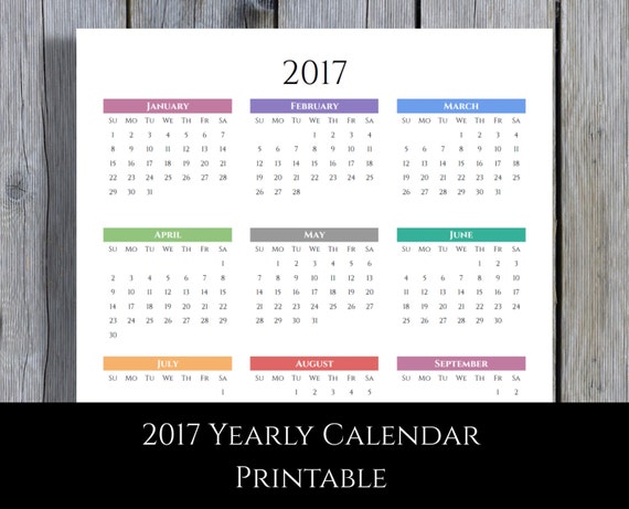 2017 Yearly Calendar Planner Printable By SarcasmandSweetTea