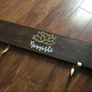 Yoga mat holder yoga gift Namaste yoga rack rustic