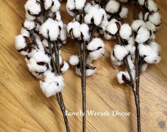 7 Cotton stems ,Cotton boll stalks ,Faux Cotton bolls , Cotton boll stem, Country Rustic bolls stems , Cotton sprays