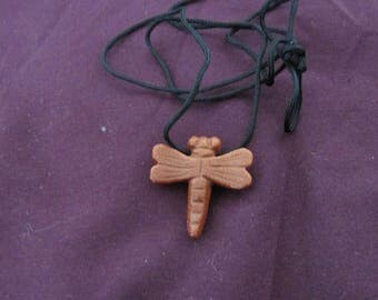 Goldstone Dragonfly Pendant on Black Cord Necklace