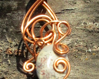 Jasper Swirl Copper Wire Pendant